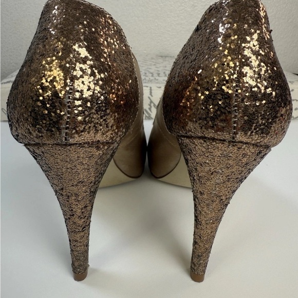 Style & Co NAVEAH Women’s Size 7.5 Open Toe Pumps Taupe Tan Bronze Glitter Heel - Picture 7 of 7
